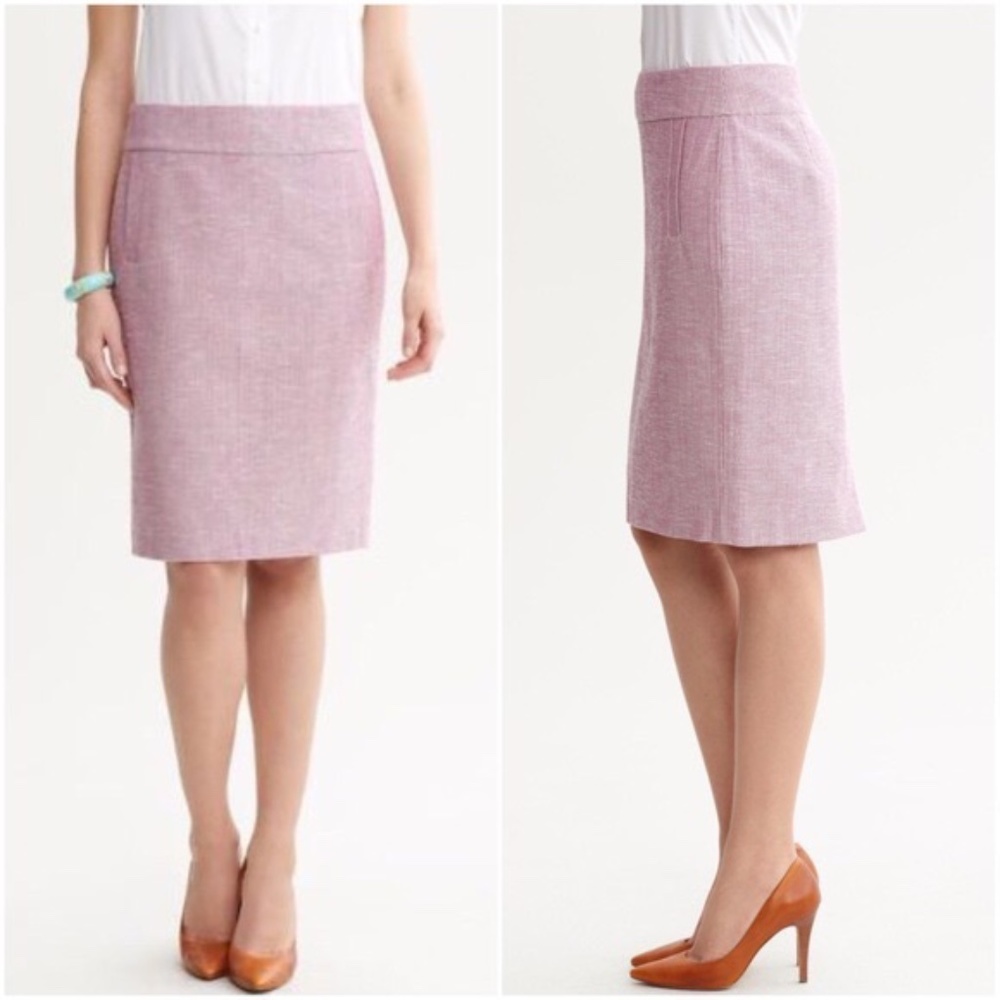 Banana Republic Mayet Pink Tweed Pencil Skirt